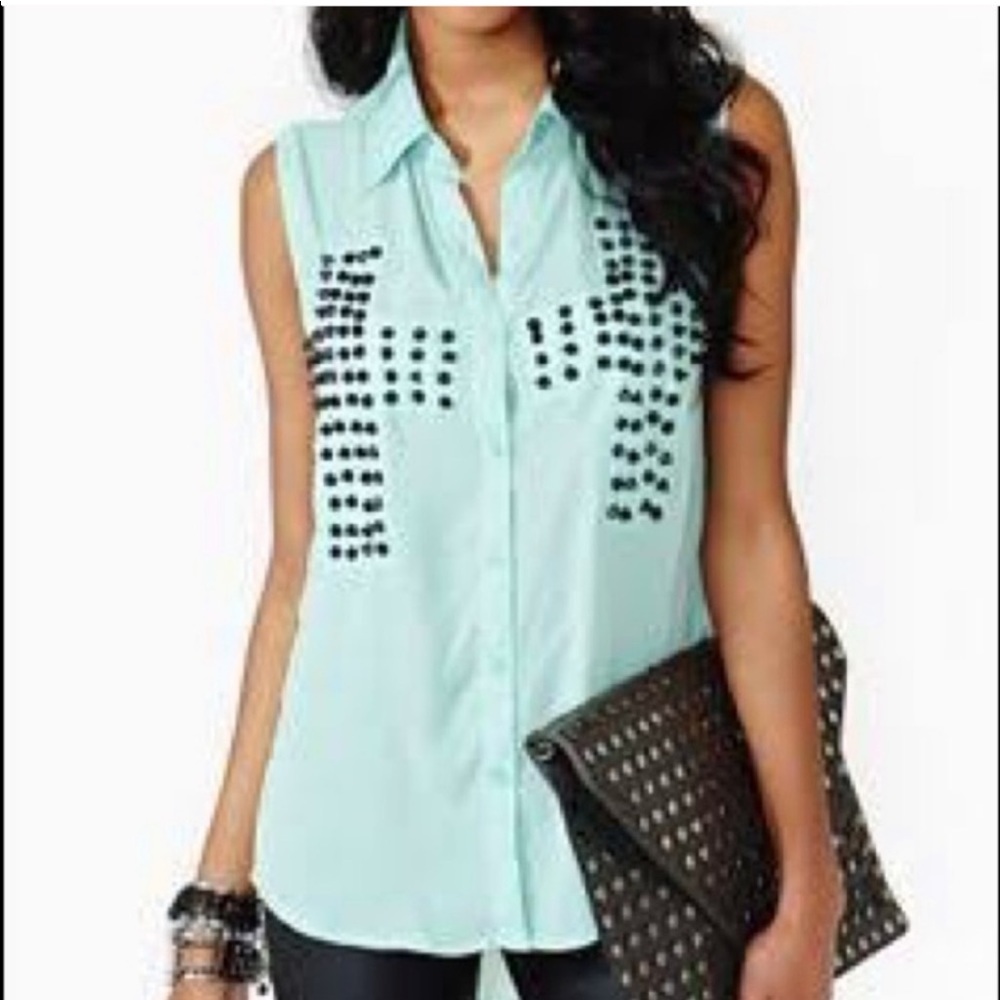 Mint Studded Top